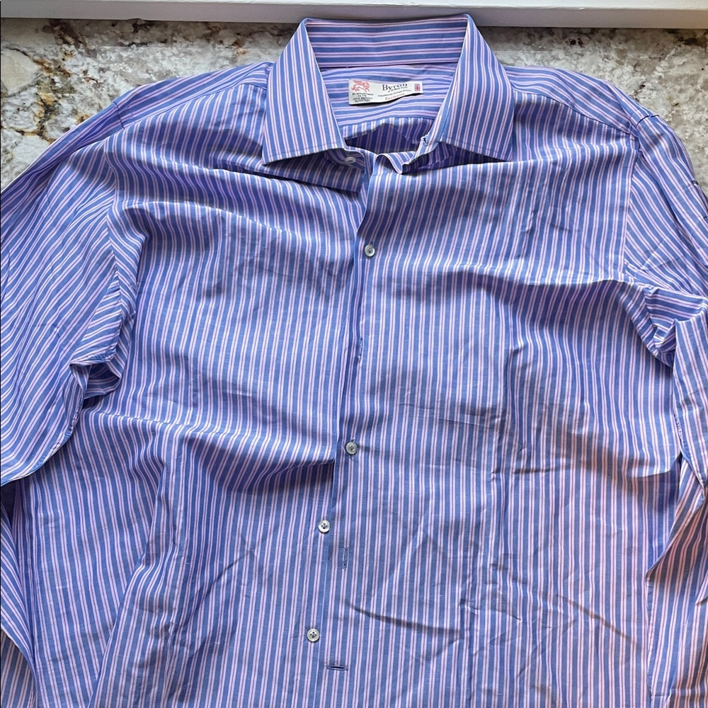 Men's Blue Striped Dress Shirt